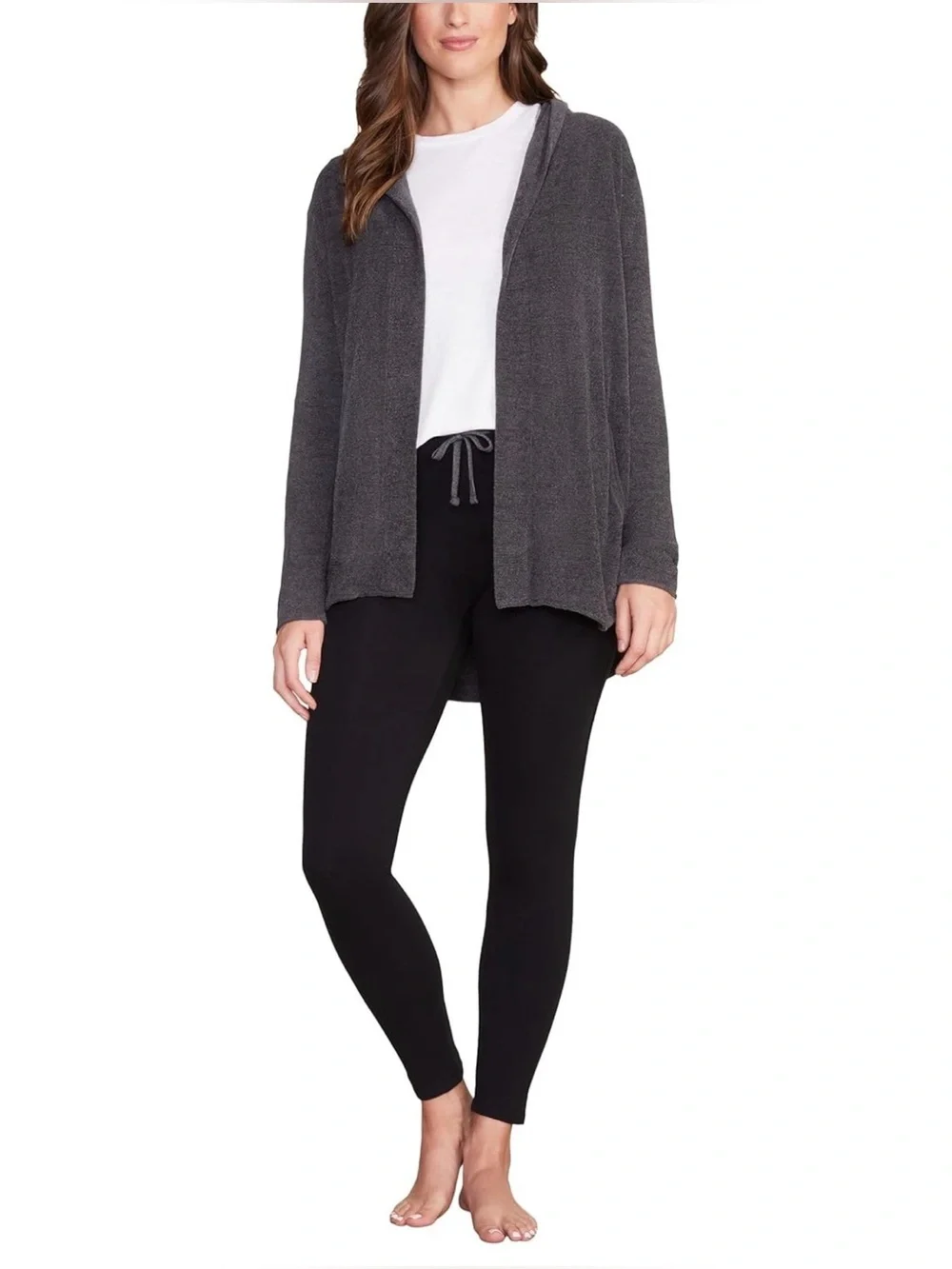 Barefoot Dreams CozyChic Hooded Cardi Sweater with Pockets